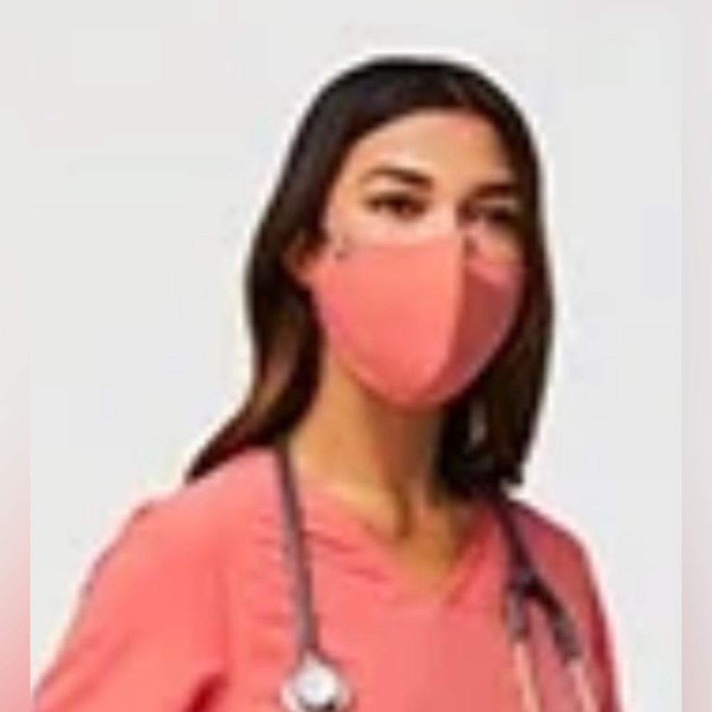 FIGS Limited Edition Hot Coral Pink Woven Adjustable Mask with filters NWT